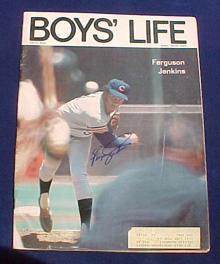  Fergie Jenkins - AUTOGRAPHED BOYS' LIFE Magazine (March 1973) (Cubs) Baseball cards value