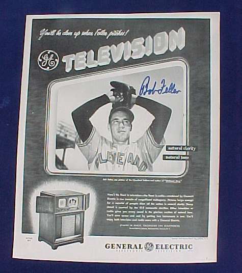  Bob Feller - AUTOGRAPHED 1947 LIFE MAGAZINE General Electric TV Ad Indians Baseball cards value