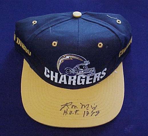  Cap: [#ed1+] Ron Mix - AUTOGRAPHED Chargers Baseball Cap (Rams/USC) Baseball cards value