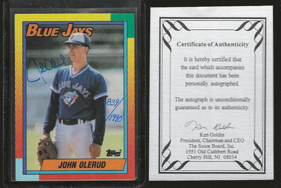  John Olerud - AUTOGRAPHED 1990 Topps ROOKIE #/1990] (Blue Jays) Baseball cards value