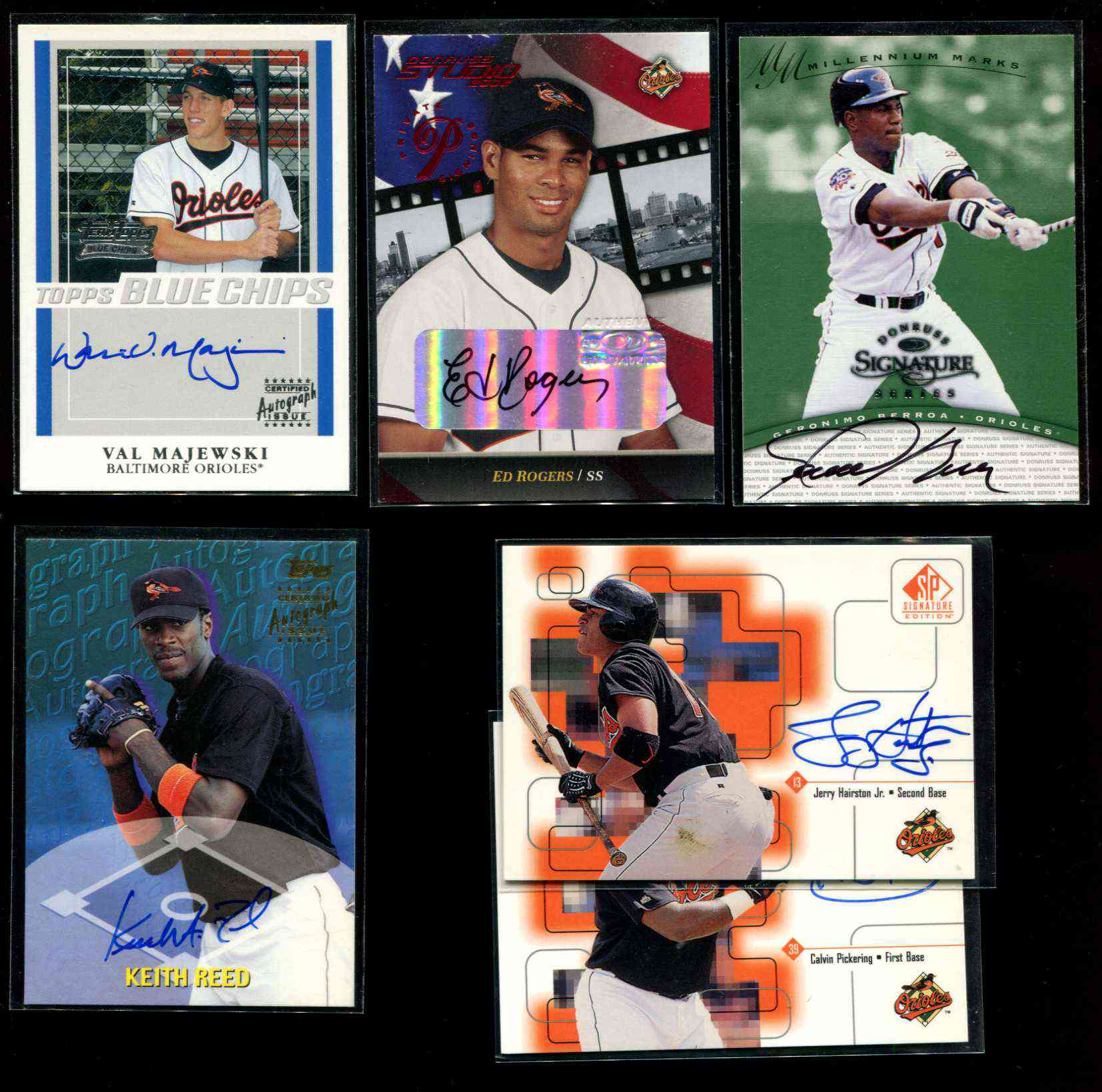  ORIOLES - Lot (6) different AUTOGRAPHED insert cards Baseball cards value
