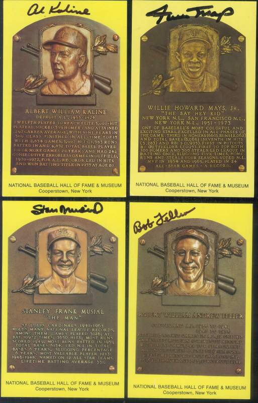 Stan Musial - AUTOGRAPHED (LOA) Hall-of-Fame Gold Plaque Postcard (Cardina Baseball cards value