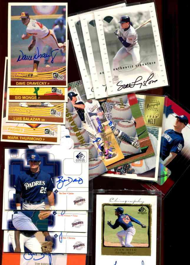  PADRES  - Lot (18) different AUTOGRAPHED cards Baseball cards value