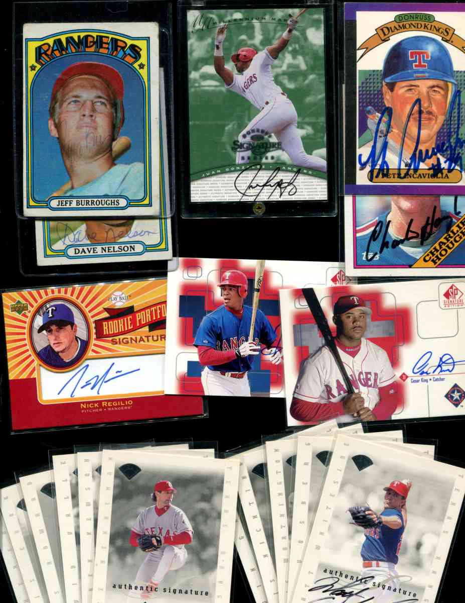  RANGERS - Lot (13) different AUTOGRAPHED cards Baseball cards value