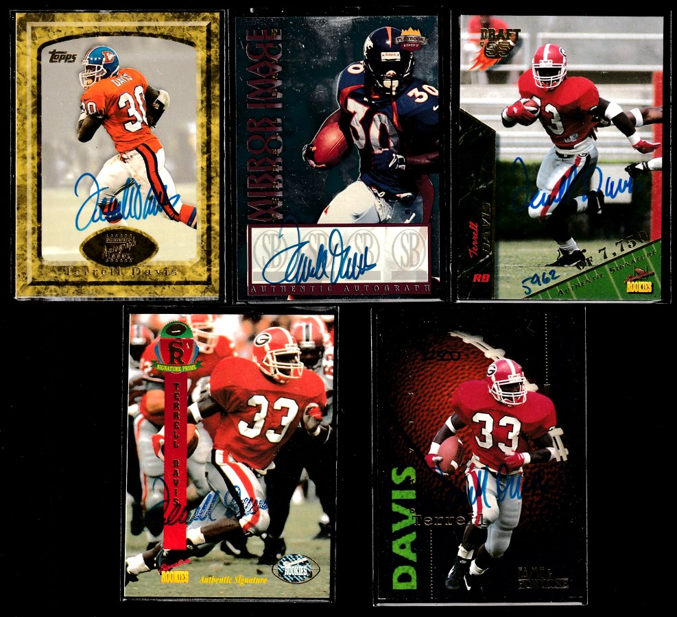  Terrell Davis - 1995 'Fame & Fortune' #61 AUTOGRAPHED insert card Baseball cards value