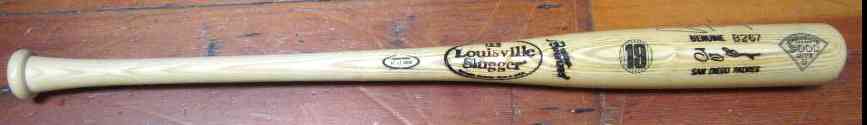 Tony Gwynn Autographed Blonde Louisville Slugger 3000th Hit Bat