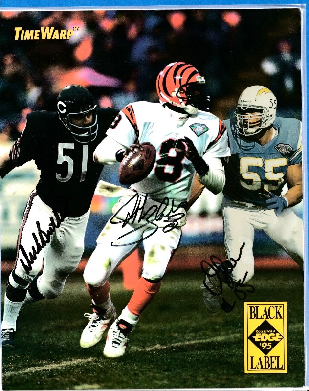  Dick Butkus/Junior Seau/Jeff Blake - MULTI-AUTOGRAPHED 1995 TIME WARP 8x10 Baseball cards value