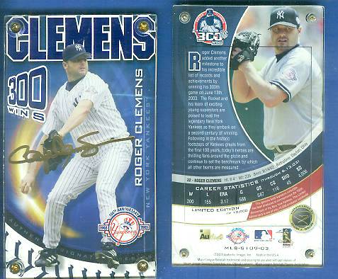 Roger Clemens - 2003 Authentic Images 24kt GOLD SIGNATURE (100th Anniv.) Baseball cards value