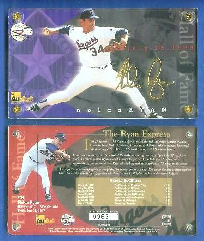 Nolan Ryan - 1999 Authentic Images 24kt GOLD SIGNATURE 'Hall-of-Fame' Baseball cards value