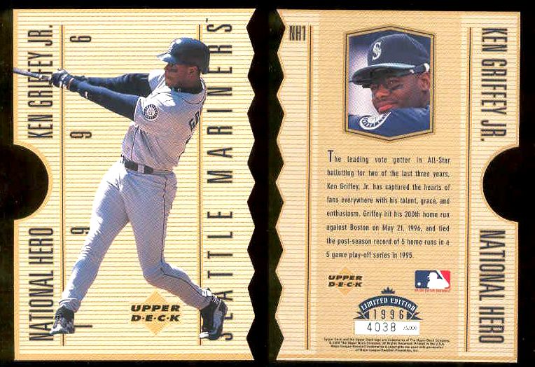 Ken Griffey Jr - Lot of (100) 1996 Up.Deck National Hero Die-Cut JUMBO(3x5) Baseball cards value