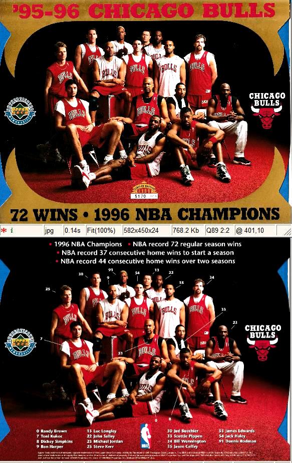 Michael Jordan - '95-96 Chicago Bulls-72 Wins COMMEMORATIVE-HUGE 8-1/2 x 11 Baseball cards value