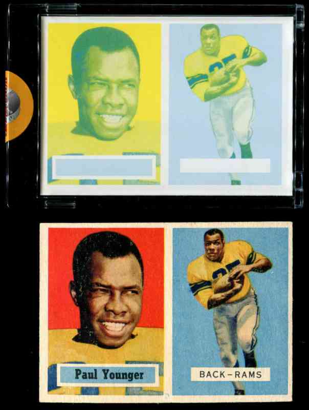 1957 Topps FB #152 Paul 'Tank' Younger PROOF (c/m) + card (VG) !!! (Rams) Baseball cards value