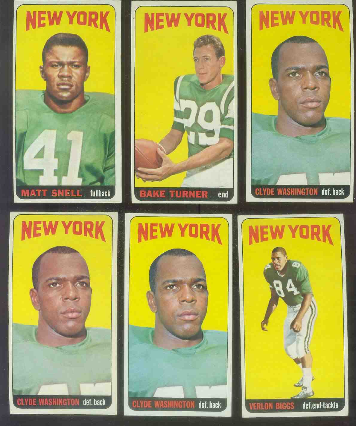 1965 Topps FB #130 Clyde Washington (New York Jets) Football cards value