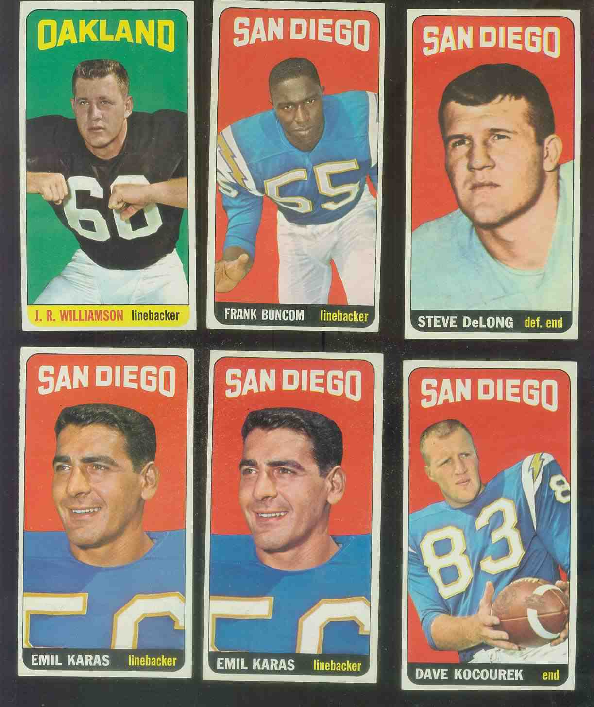 1965 Topps FB #163 Dave Kocourek (San Diego Chargers) Football cards value