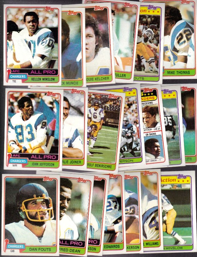  CHARGERS - 1981 Topps FB Complete TEAM SET (23) Football cards value