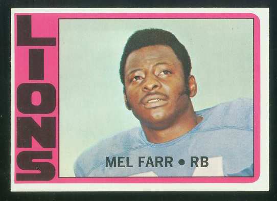 1972 Topps FB #288 Mel Farr VERY SCARCE SHORT PRINT (Lions) Football cards value