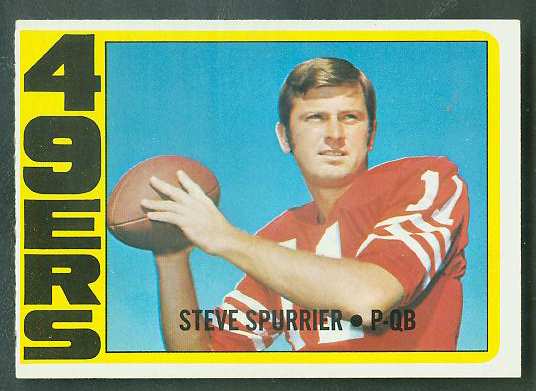 1972 Topps FB #291 Steve Spurrier ROOKIE VERY SCARCE SHORT PRINT (49ers) Football cards value