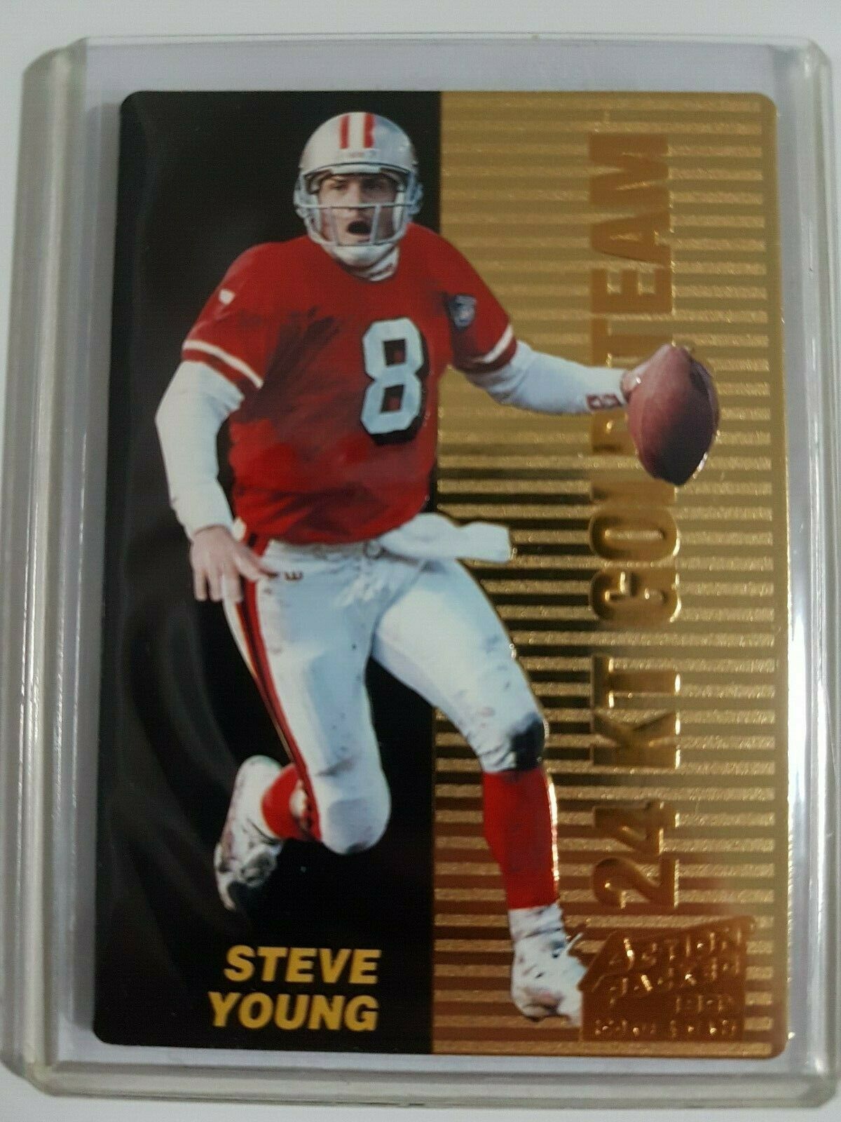 Steve Young - 1995 Action Packed Rookies/Stars 24kt GOLD TEAM #1 (49ers) Baseball cards value