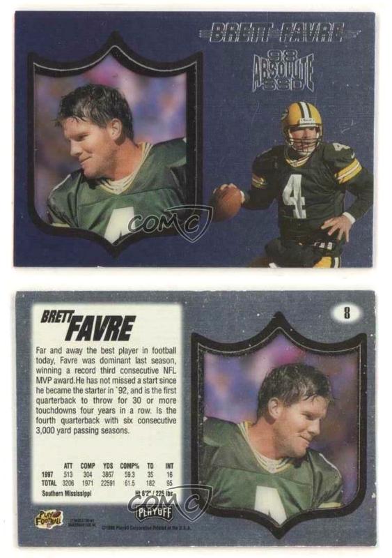 Brett Favre - 1998 Playoff Absolute SSD #8 Baseball cards value