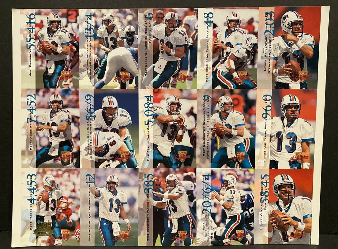 Dan Marino - 1998 Playoff Milestones Set - Complete 8.5x11 Uncut SHEET Baseball cards value