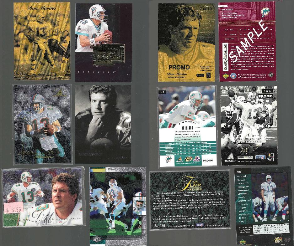 Dan Marino -   *** PROMO LOT *** - Lot of (6) different PROMO cards Baseball cards value