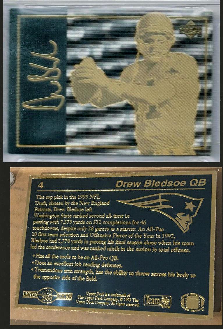 Drew Bledsoe - 1993 Upper Deck LIMITED EDITION ROOKIE METAL CARD (Patriots) Football cards value