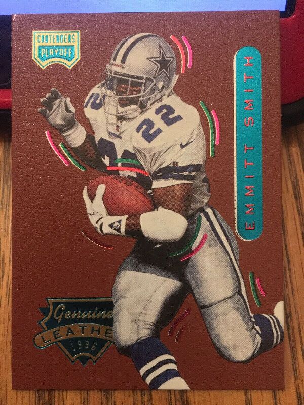 Emmitt Smith - 1996 Playoff Contenders Leather #22 ACCENTS Baseball cards value