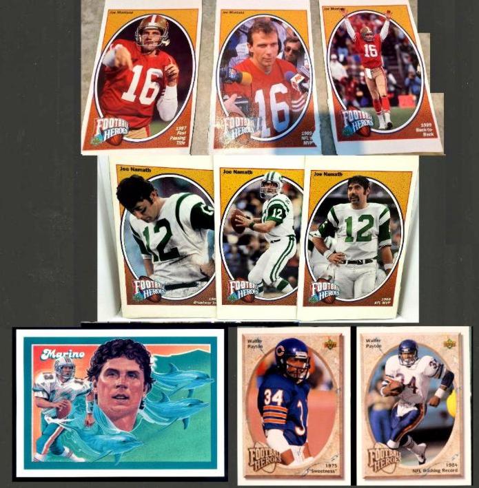 1991-93 UpDeck FB BOX BOTTOM JUMBOS-Lot (17) w/Marino,Montana,Payton,Namath Football cards value