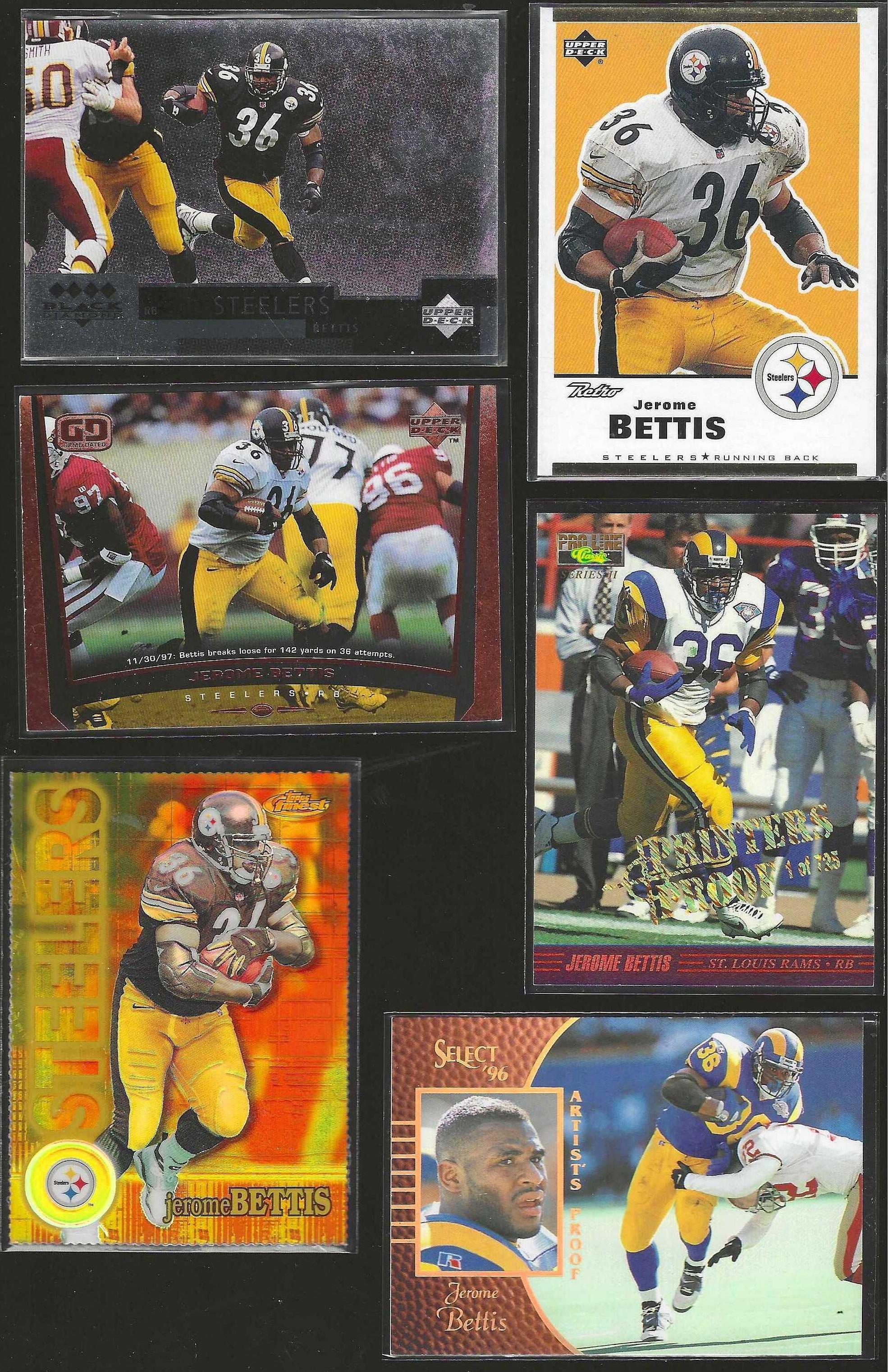 Jerome Bettis - 1998 Black Diamond #36 *** RARE 4-DIAMONDS *** Football cards value