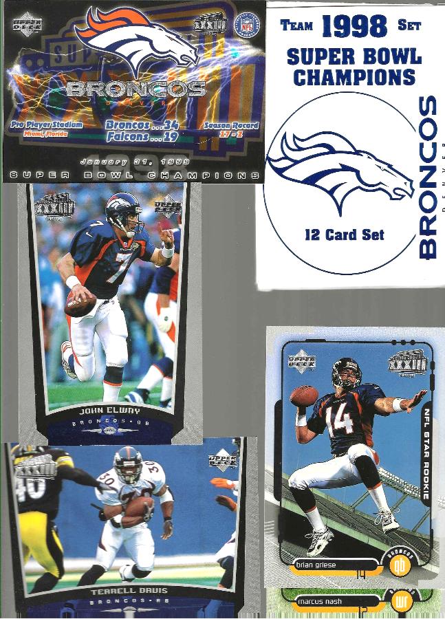 1998 Upper Deck BRONCOS Super Bowl Champs - COMPLETE Jumbo FACTORY SET (12) Baseball cards value