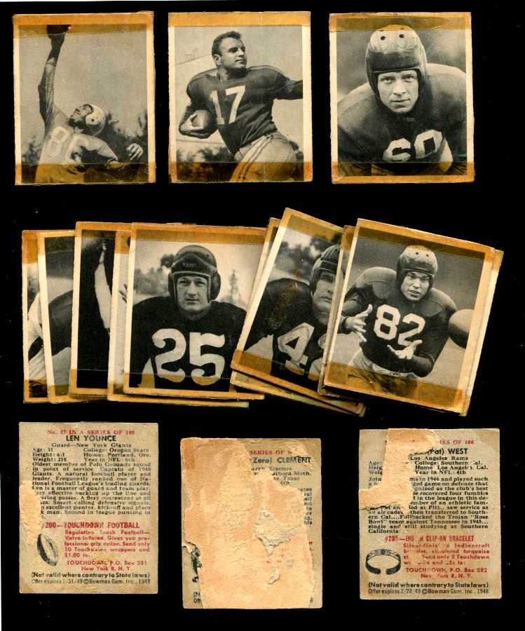 1948 Bowman FB  - Lot of (17) different Football cards value