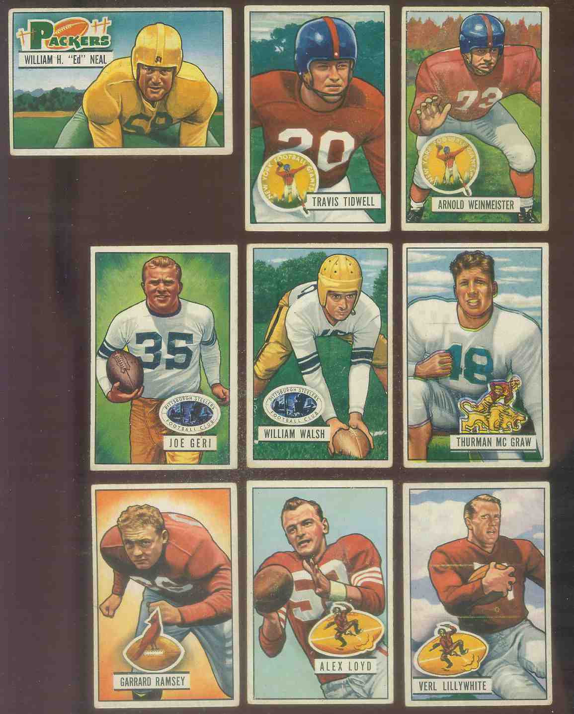 1951 Bowman FB # 21 Arnie Weinmeister ROOKIE Football cards value