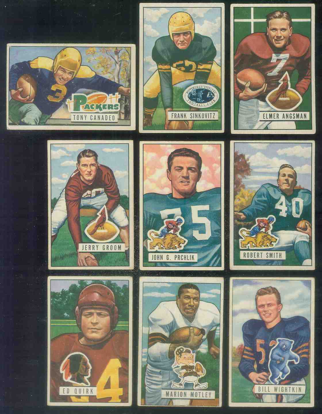 1951 Bowman FB # 90 Tony Canadeo Football cards value