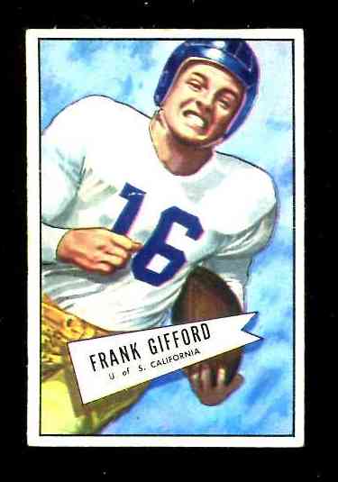 1952 Bowman Small FB # 16 Frank Gifford ROOKIE (New York Giants) Football cards value