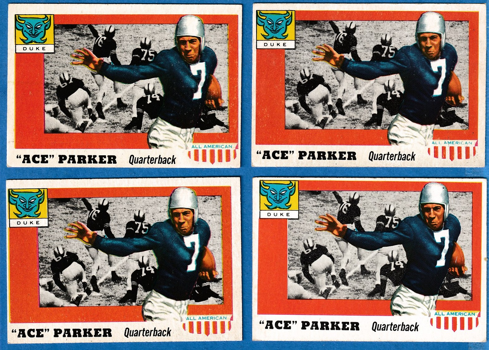 1955 Topps ALL-AMERICAN FB # 84 Ace Parker ROOKIE SHORT PRINT (Duke) Football cards value