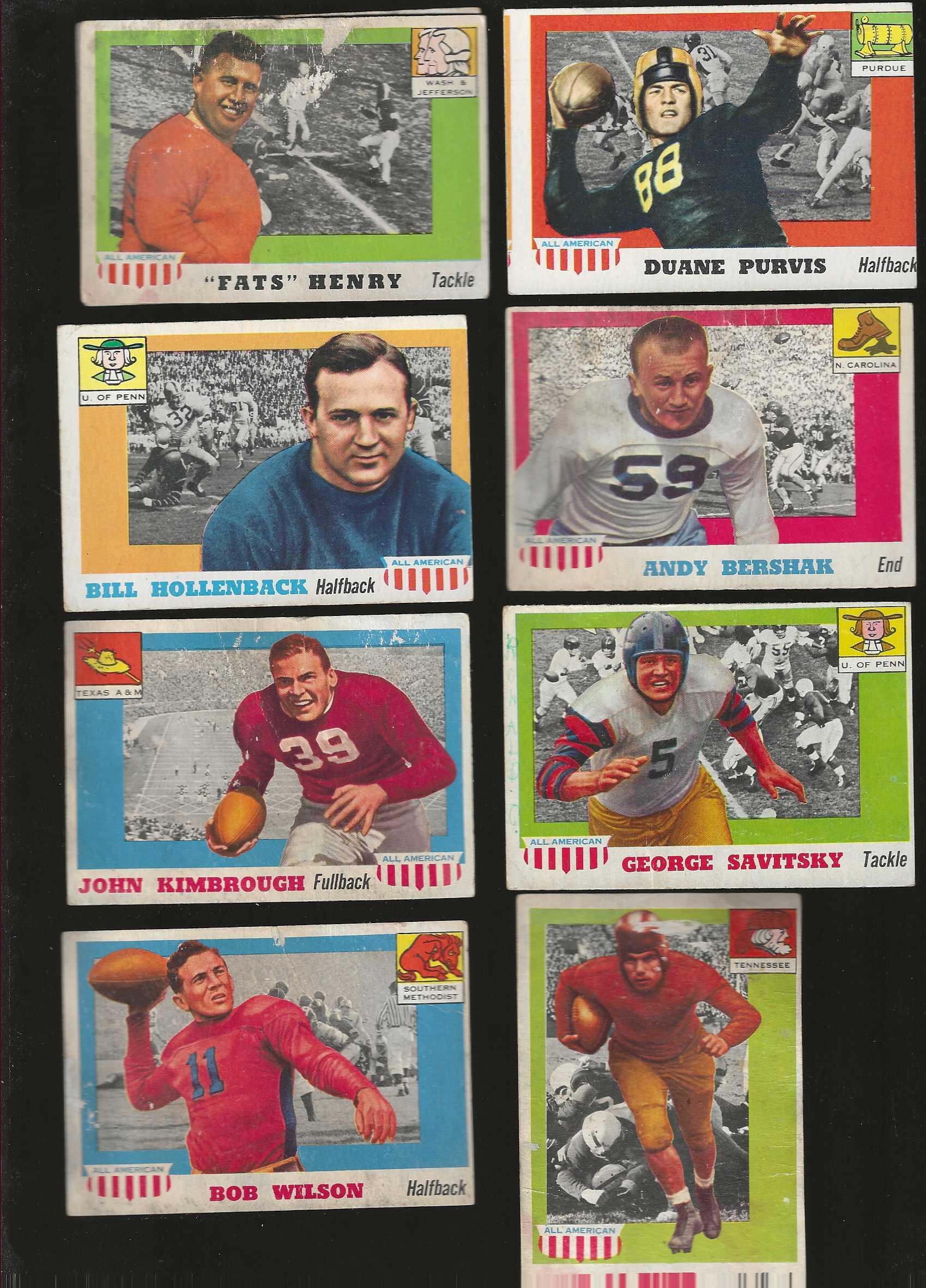 1955 Topps ALL-AMERICAN FB  - Lot of (9) different w/Fats Henry... Football cards value