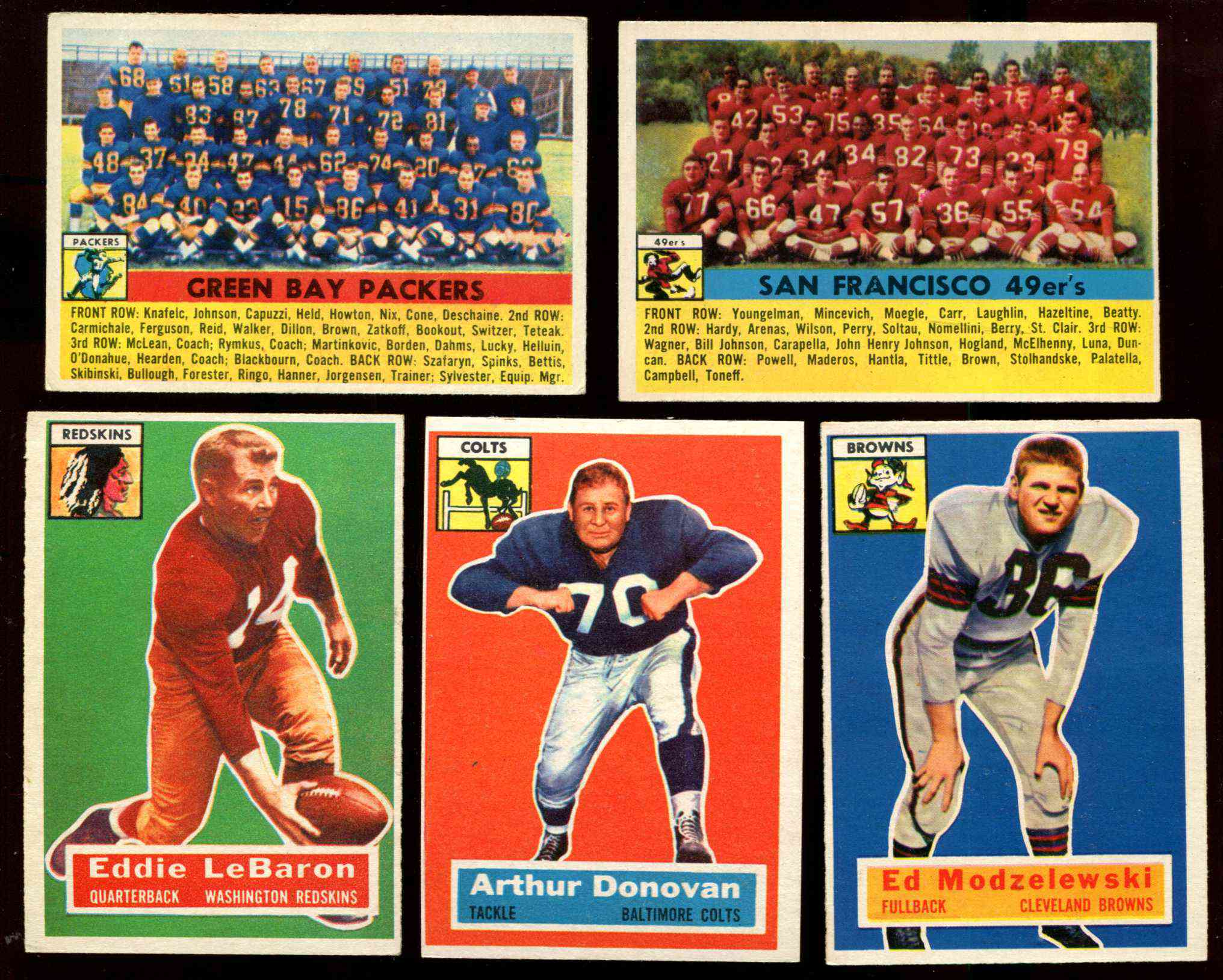 1956 Topps FB #  7 Green Bay Packers TEAM card Football cards value