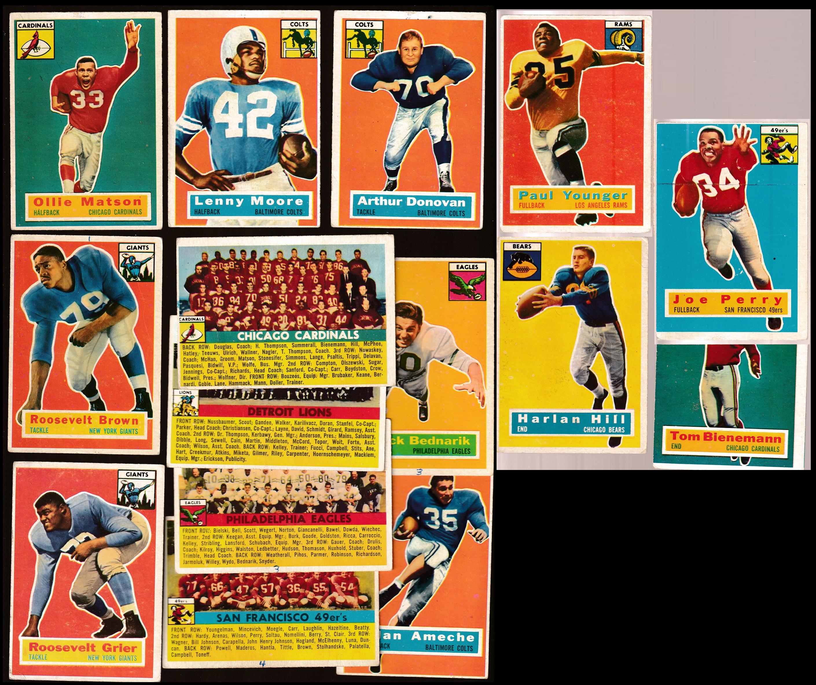 1956 Topps FB  - Lot (11) diff. STARS, Rookies & Team Cards Football cards value