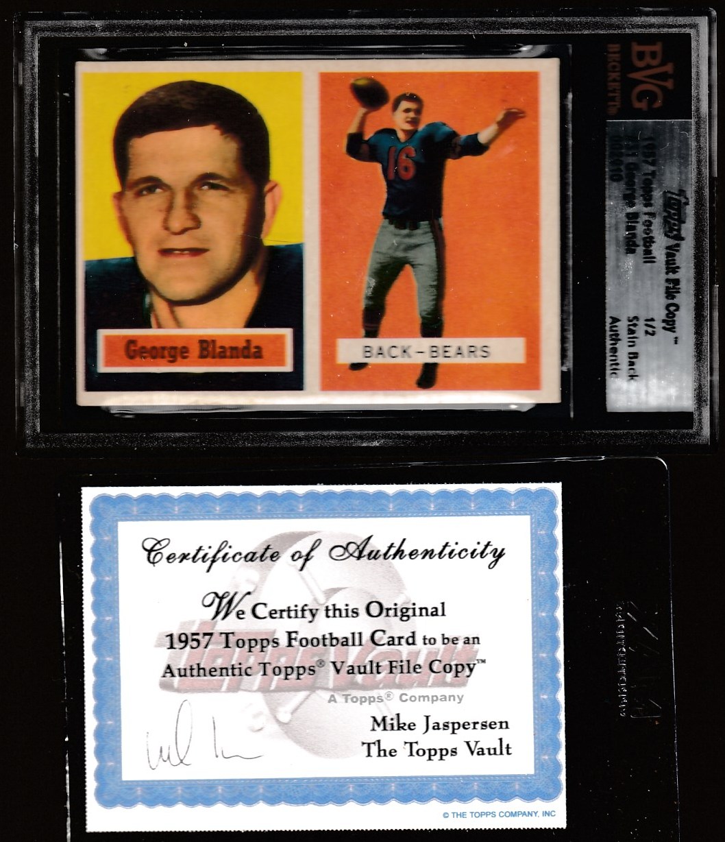 1957 Topps FB # 31 George Blanda TOPPS VAULT FILE COPY (Bears) Baseball cards value