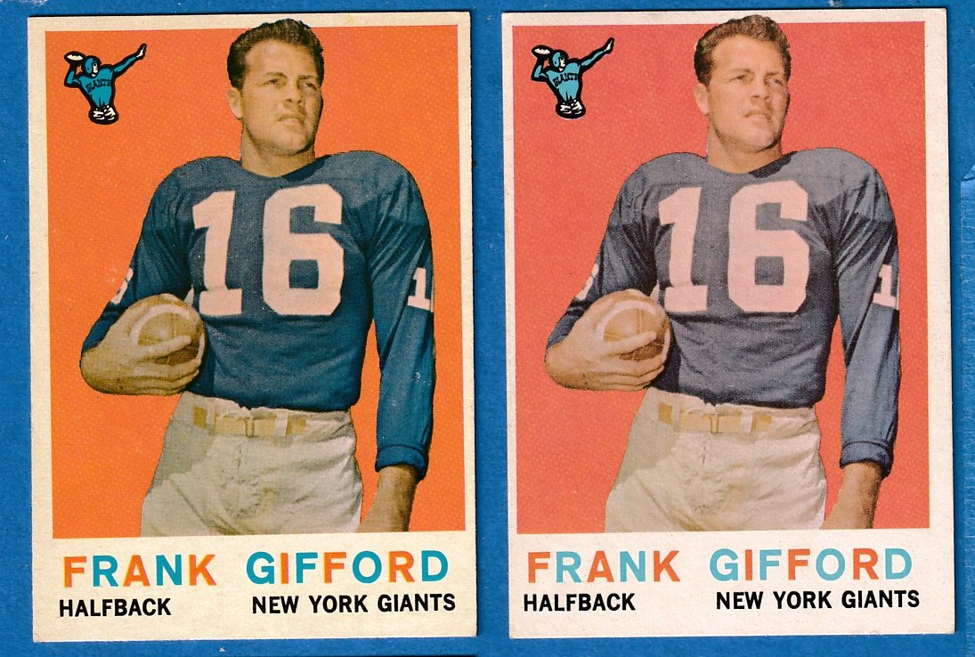 1959 Topps FB # 20 Frank Gifford [#j] (NY Giants) Football cards value