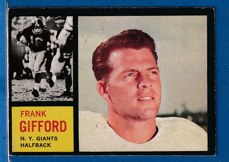 1962 Topps FB #104 Frank Gifford [#] (NY Giants) Football cards value