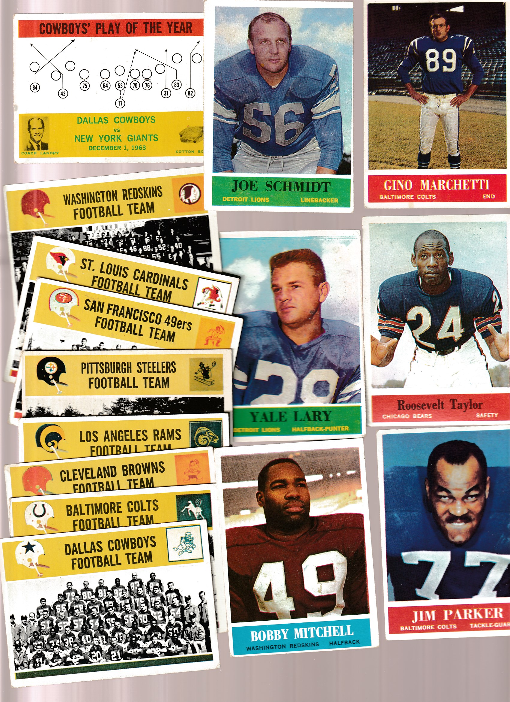 1964 Philadelphia  FOOTBALL - Lot of (70) diff. with Tom Landry Football cards value