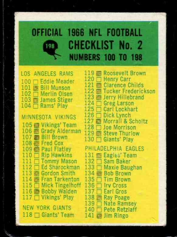 1966 Philadelphia FB #198 Checklist Football cards value