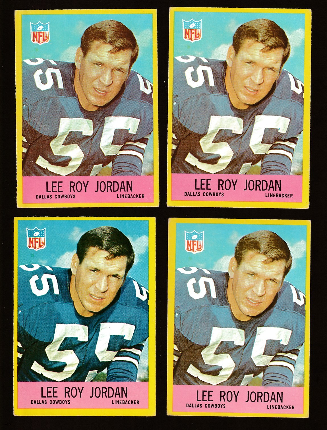 1967 Philadelphia FB # 54 Lee Roy Jordan ROOKIE (Cowboys) Football cards value