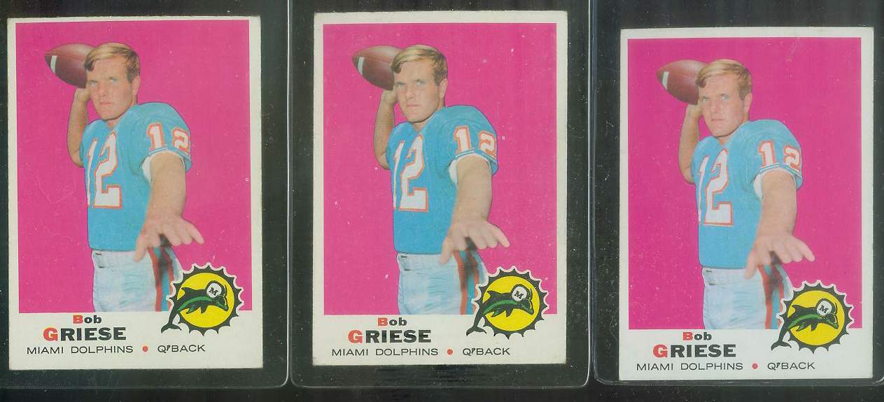 1969 Topps FB #161 Bob Griese [#] (Dolphins) Football cards value