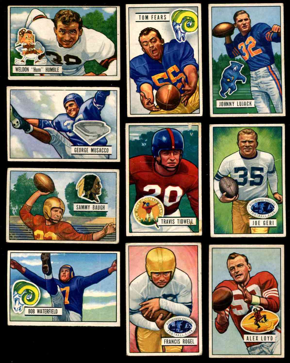 1951 Bowman FB #  6 Tom Fears [#x] (Rams) Football cards value