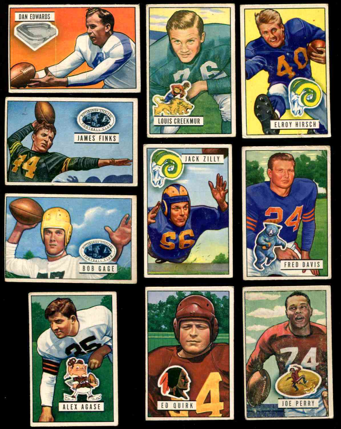 1951 Bowman FB # 76 Elroy Hirsch [#x] (Rams) Football cards value
