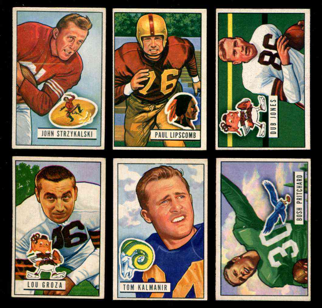 1951 Bowman FB # 77 Tom Kalmanir (Rams) Football cards value
