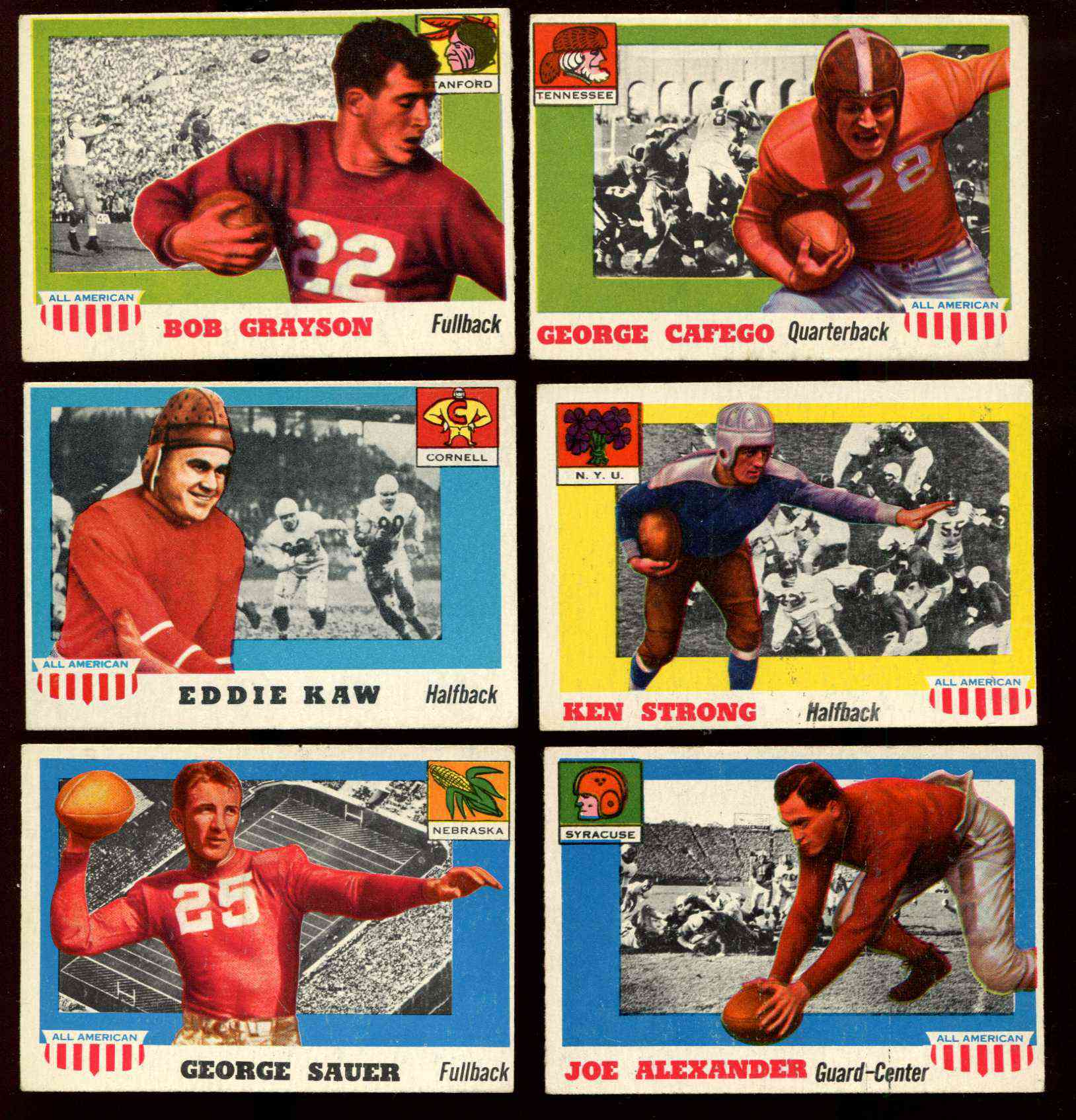1955 Topps ALL-AMERICAN FB # 31 George Sauer Sr. ROOKIE (Nebraska) Football cards value