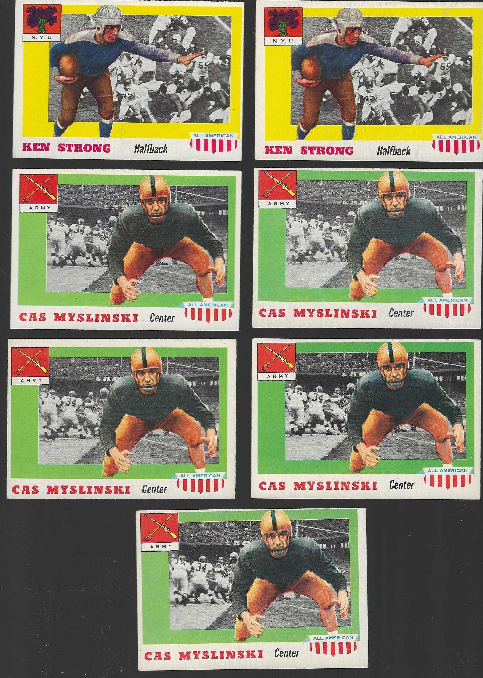 1955 Topps ALL-AMERICAN FB # 25 Casimir Myslinski SHORT PRINT (ARMY) Football cards value